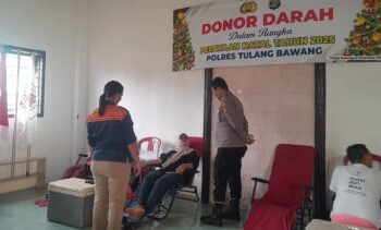 Polres Tulang Bawang–PMI Gelar Donor Darah di Gereja Tugu Kuning, 50 Kantong Darah Terkumpul